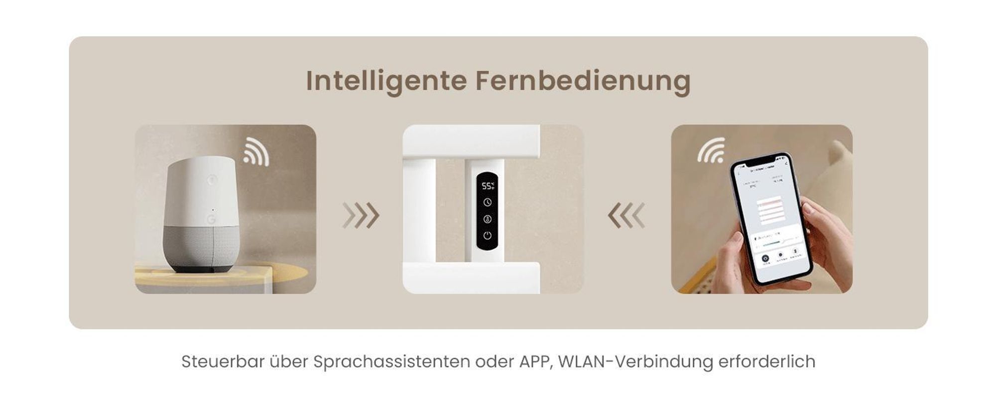 EMKE Handtuchwärmer elektrisch Intelligente Badheizkörper, 1000X500mm 320W Recht Anschluss Handtuchheizkörper Wifi APP Steurung Touch LCD Timer 1-9H, IPX5 Weiß