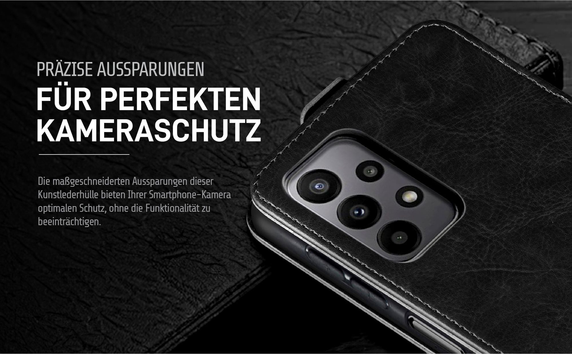 Klapphülle in Schwarz mit Kameraausschnitt für Samsung Galaxy A23 5G