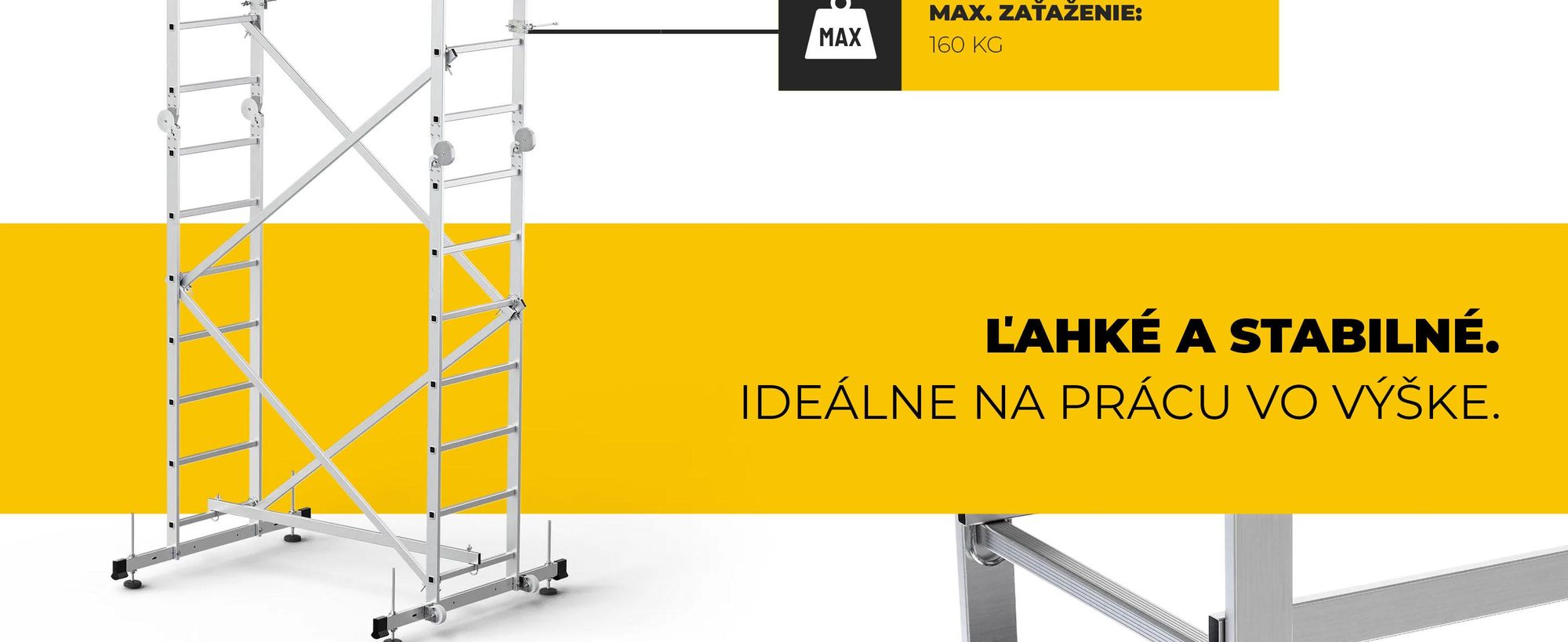 Drabest | hliníkové lešenie, lešenie, rebríkové lešenie, rebríkové lešenie 160 kg, hliníkové lešenie, pracovná plošina, plošinové hliníkové lešenie