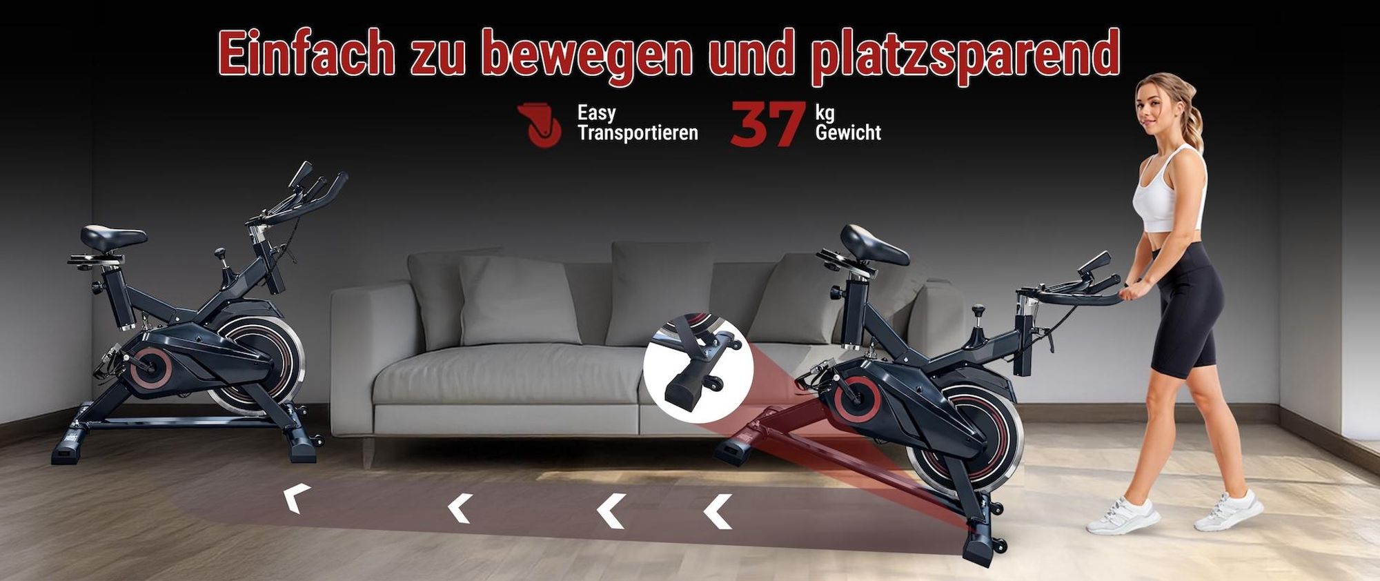 AsVIVA S11 Indoor-Cycle Speedbike, leise, stufenlos, mit Handpulssensor