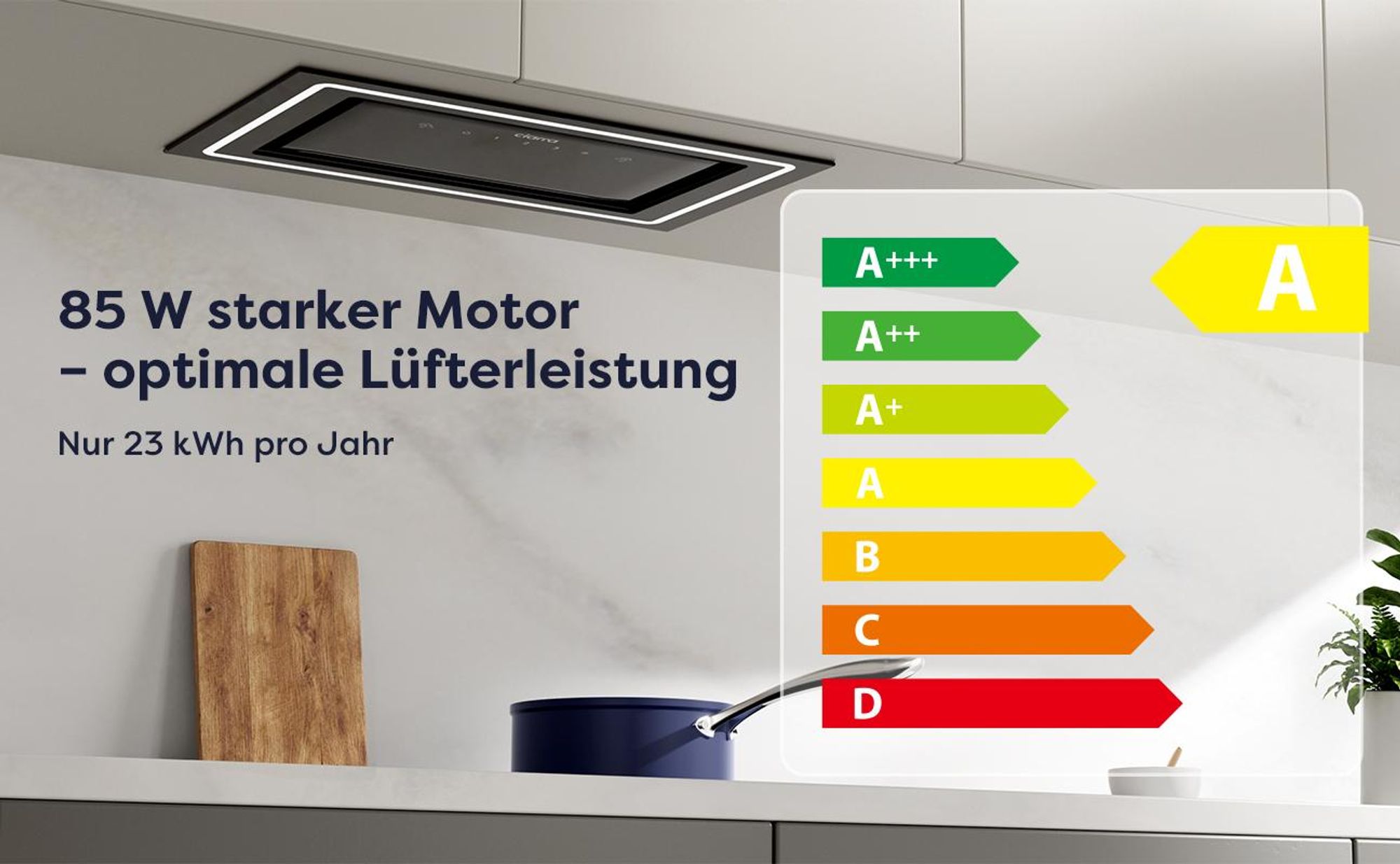 CIARRA Unterbauhaube 52 cm 500 m³/h, Touch & Handgesten-Steuerung, Einbau-Dunstabzugshaube, Abluft & Umluft VM5931C