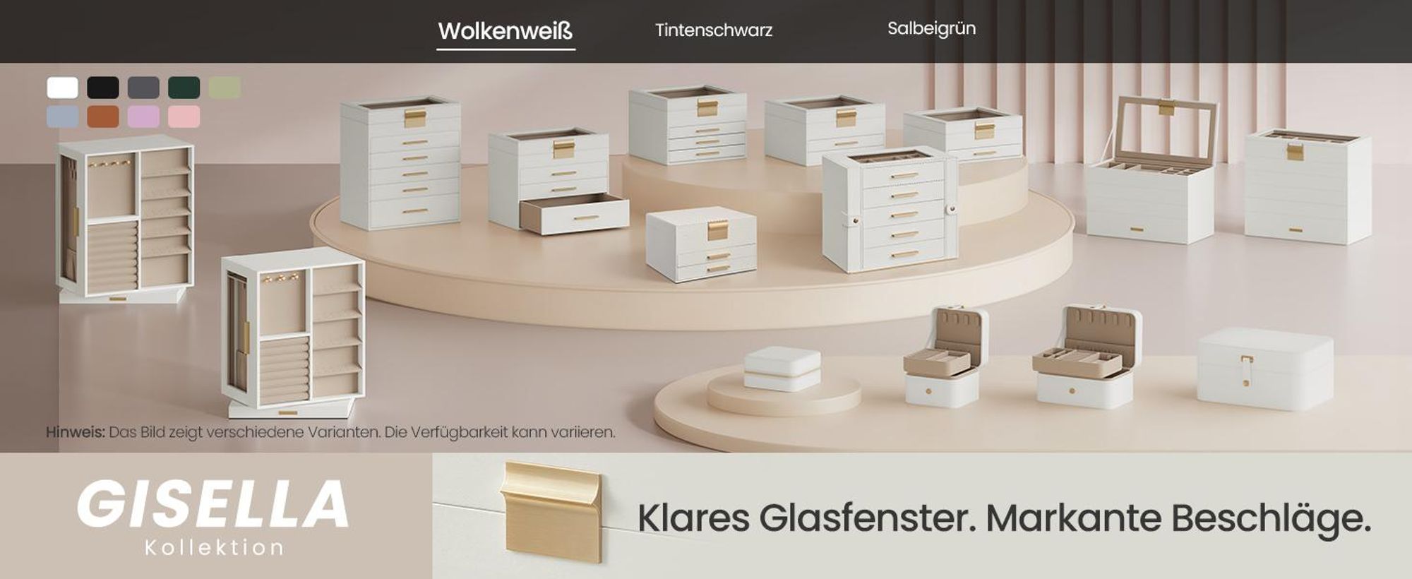 SONGMICS Schmuckkästchen, 3 Ebenen, mit 2 Schubladen, Kunstleder, Halsketten Aufbewahrung, 23,1 x 20,3 x 13,5 cm, Schmuck Geschenkbox