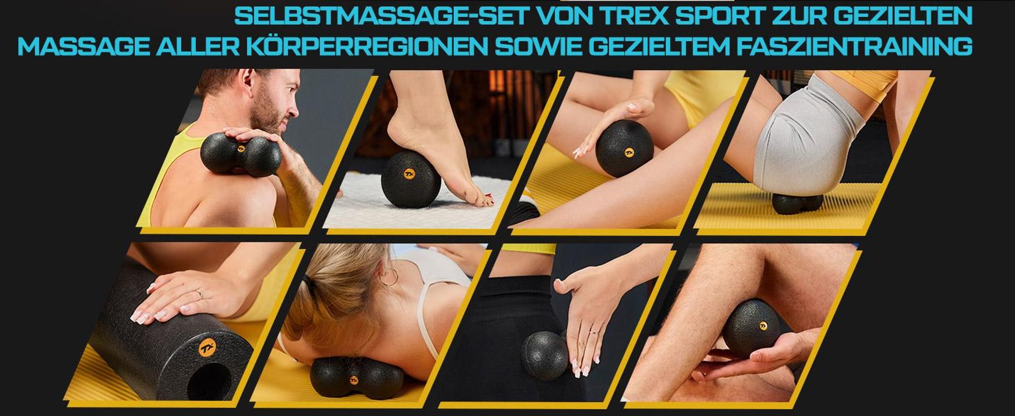 TREX SPORT Faszienrolle Massageball 3er Set TX-035EPS | EPP Massagerolle, Massagebälle | Triggerpunkt, Rückenmassage, Selbstmassage, mit Tragetasche