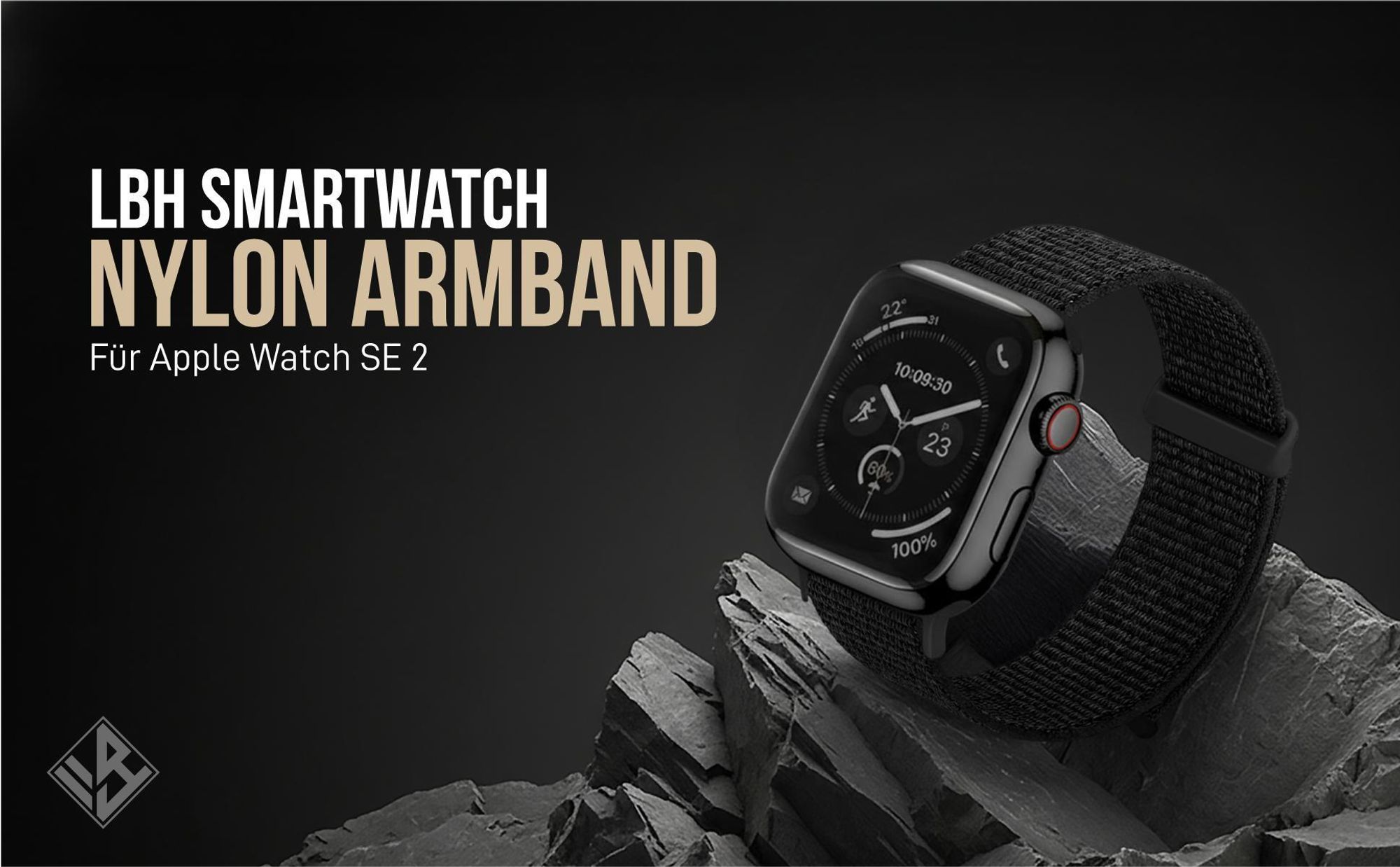 Schwarzes Armband für Apple Watch SE 2 40mm mit Klettverschluss