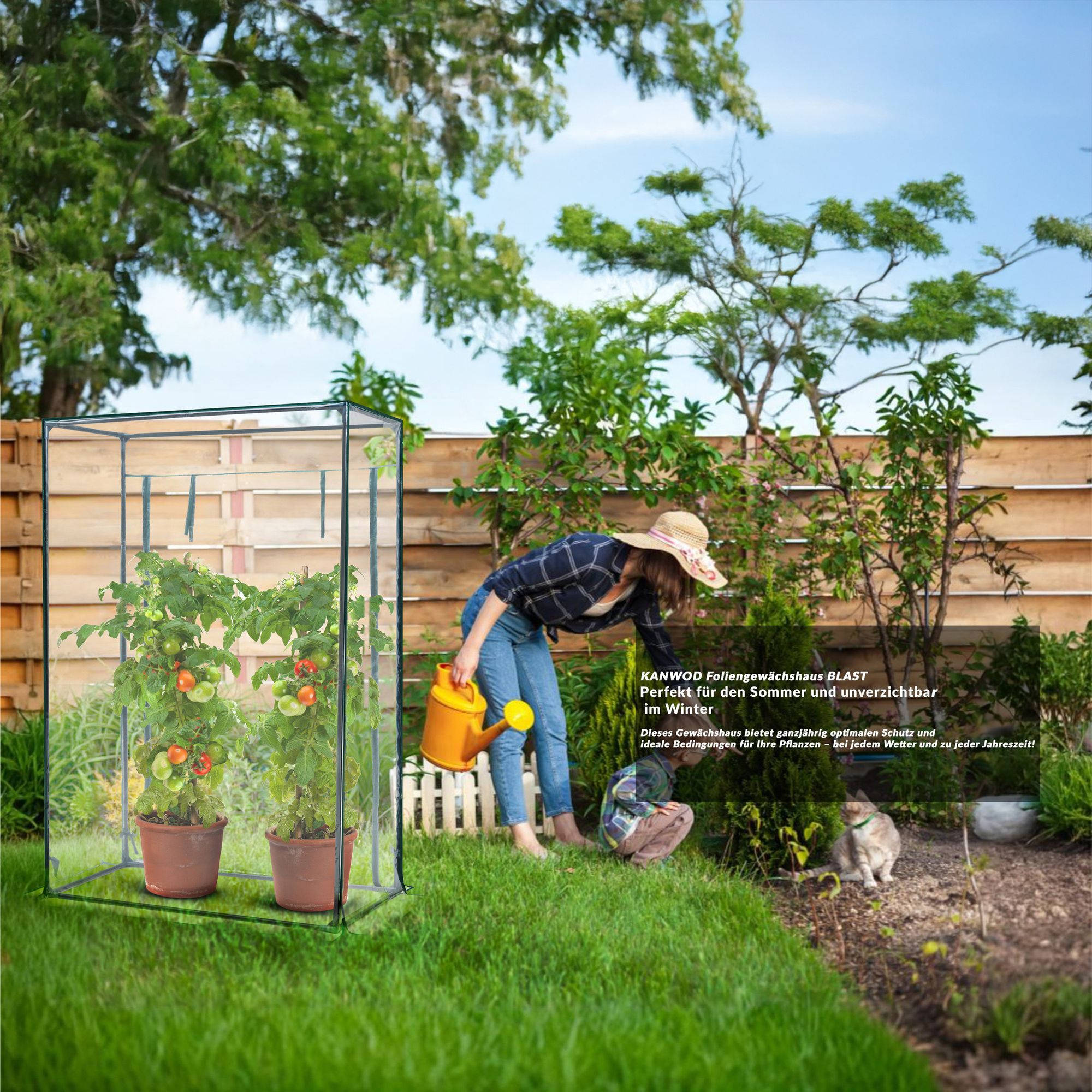 KANWOD Gewächshaus Garten mit Aufrollbarer Tür, Transparent Folie 140 g/m2, 150x100x50 cm
