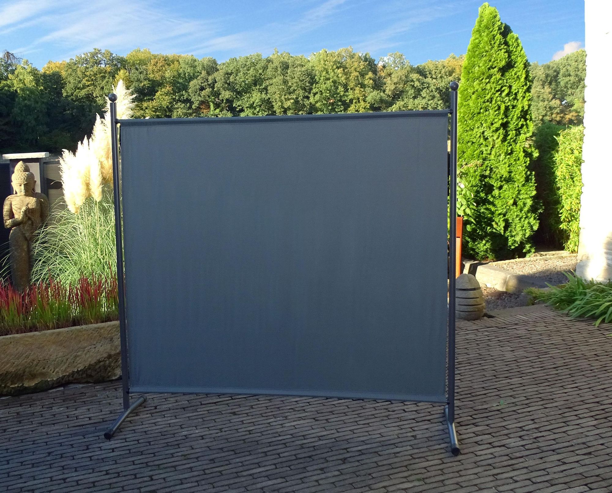 Paravent 3 Teilig 170 x 165 cm Schwarz - Garten & Balkon Sichtschutz Stellwand Innen & Außen - Raumteiler Trennwand Faltbar Blickdicht & Wetterfest