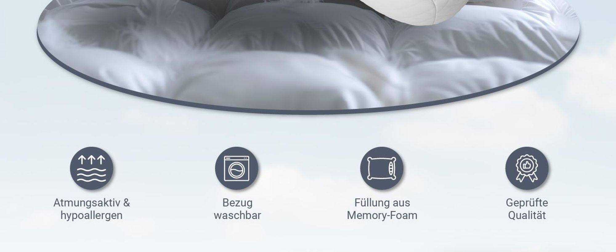 Juskys Nackenkissen 2er Set - Ergonomisch, Memory-Foam-Füllung - weiß / grau