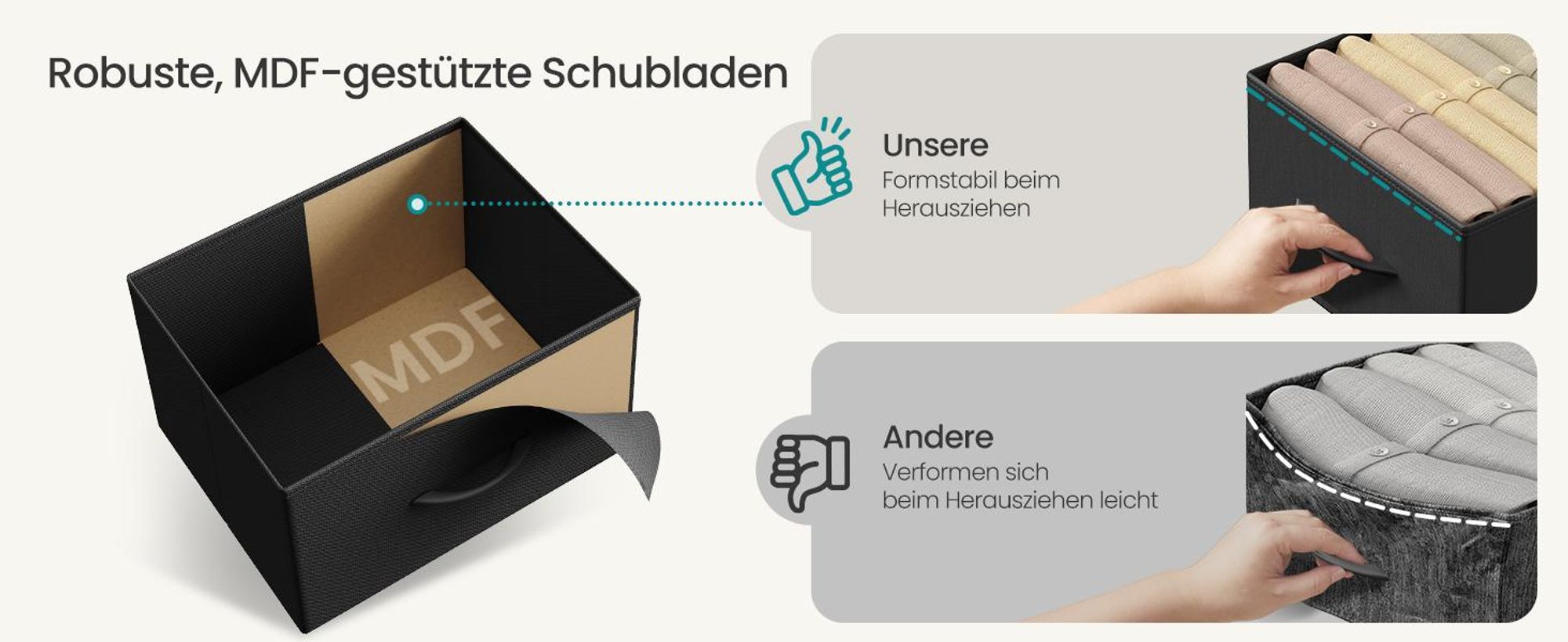 SONGMICS Nachttisch mit LED-Beleuchtung und Ladestation, 2er Set, Nachttisch mit 3 Schubladen und offenem Fach, schwarz