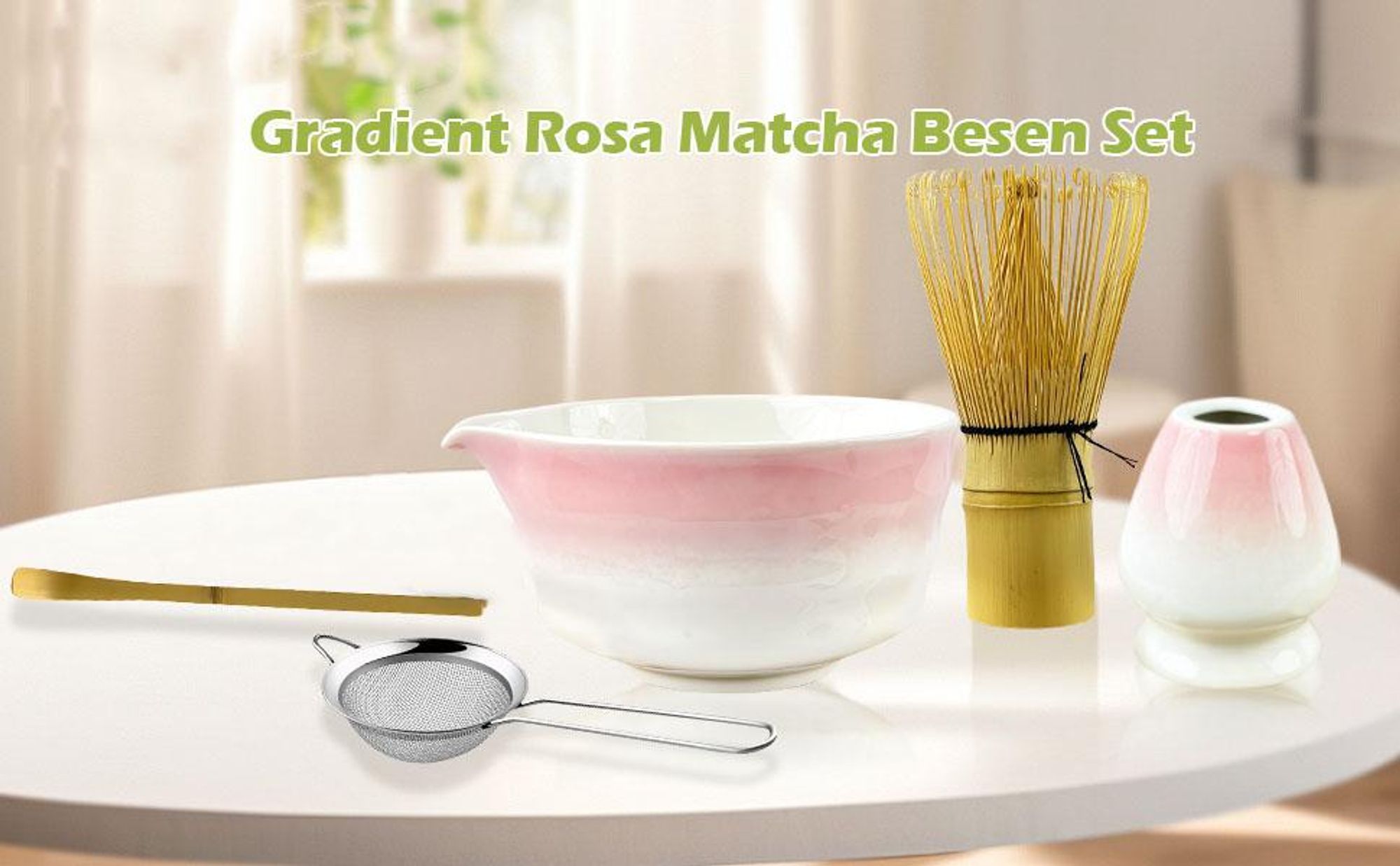 Matcha Set, Matcha Teezeremonie Set, Matcha Schneebesen, Keramik Schale, Teelöffel, Bambus Matcha Besen, Traditionelles Teezeremonie Set