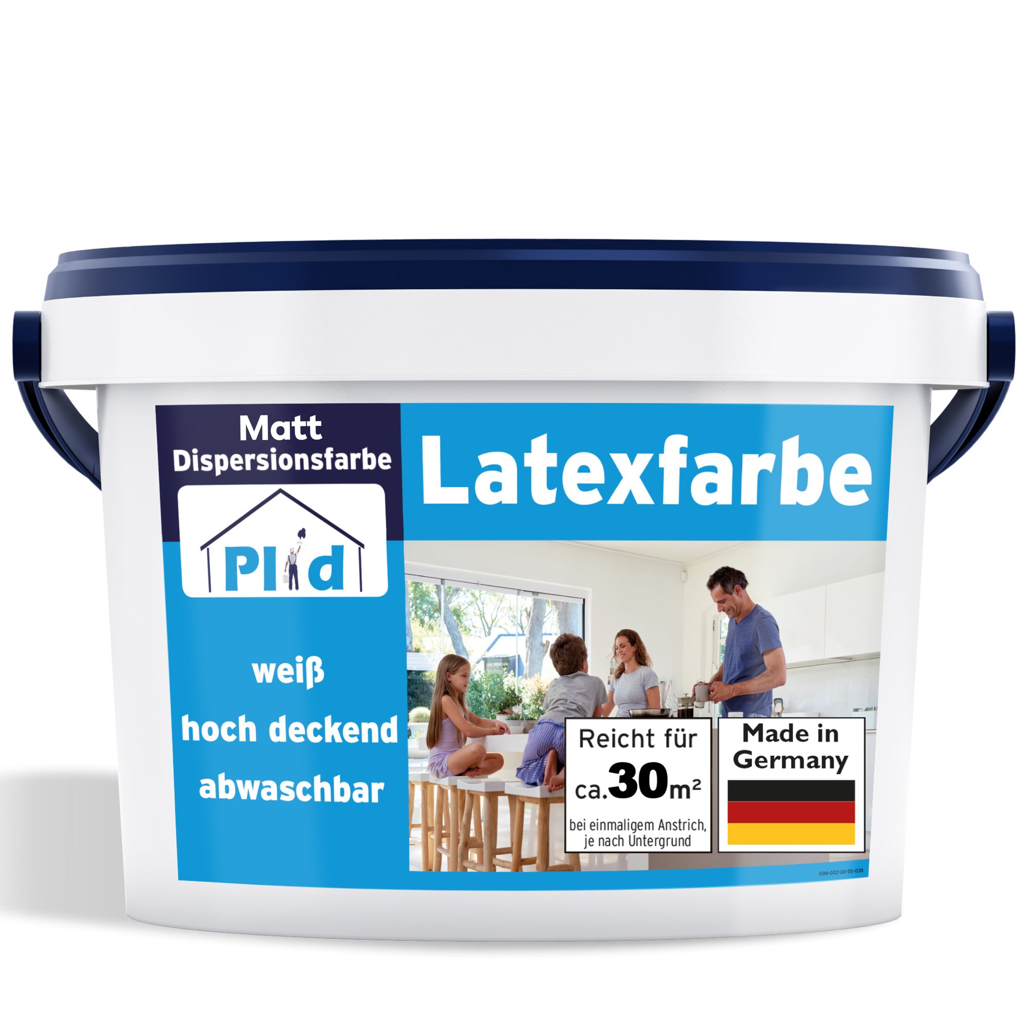 Plid Latexfarbe 5L Weiß matt / Abwaschbare Innenfarbe für ca. 35m² – Wandfarbe, strapazierfähig, Germany