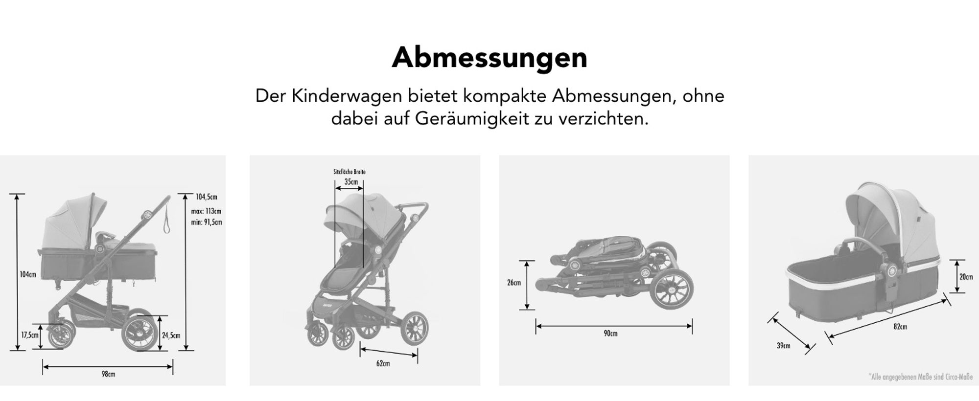Daliya® NEOMOVE 3in1 Kinderwagen, mit i-Size Babyschale & Buggy, Alu-Rahmen Reisekinderwagen, Kombikinderwagen mit großen Einkaufskorb, komfortabel