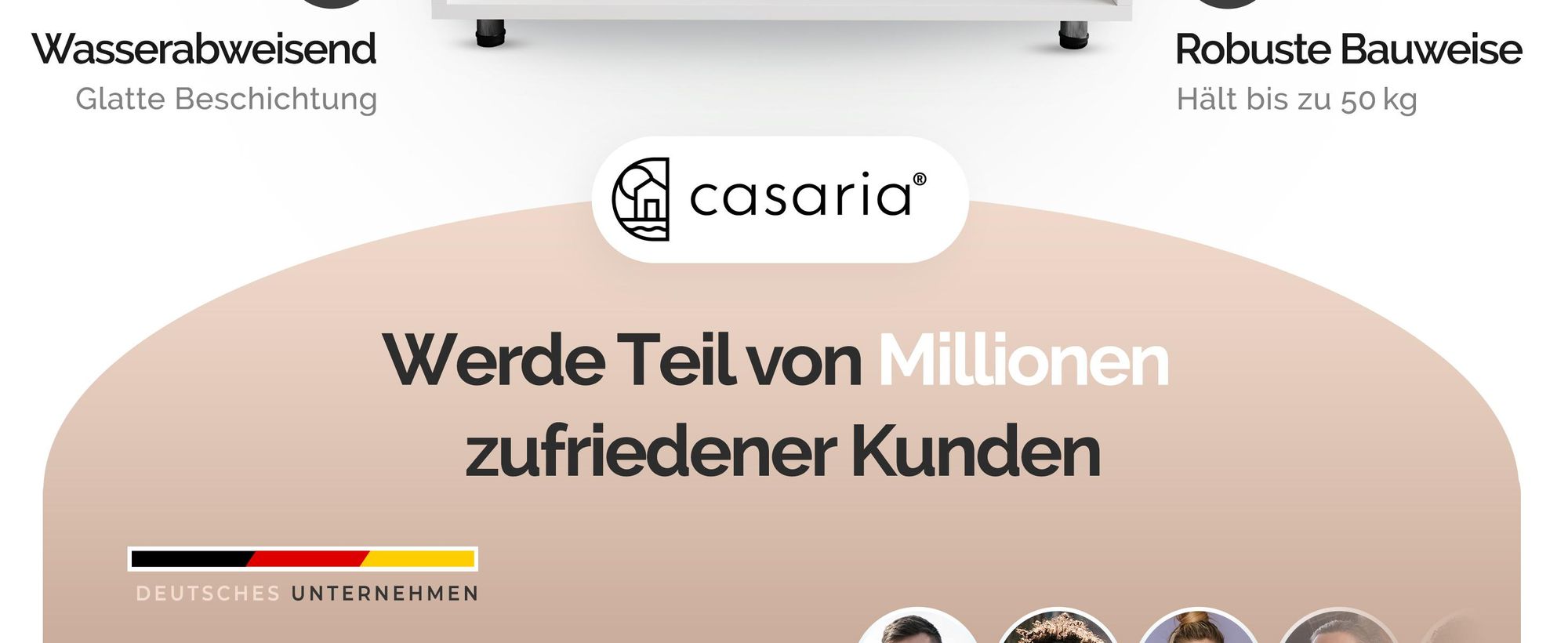 CASARIA Couchtisch mit Stauraum Weiß