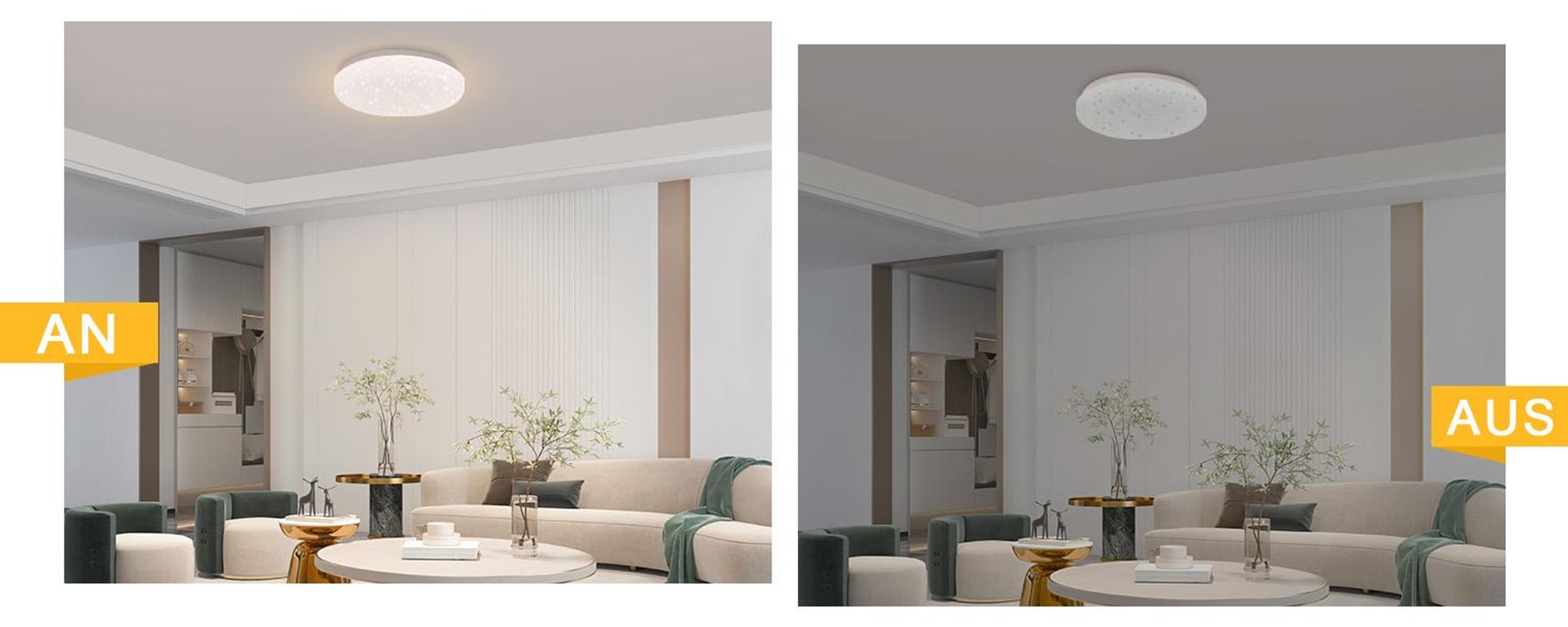 ZMH LED Deckenleuchte Sternenhimmel Deckenlampe Klein Rund 15W 3000K 21cm Warmweiß Modern für Schlafzimmer Treppenhaus Küche Wohnzimmer Büro Flur