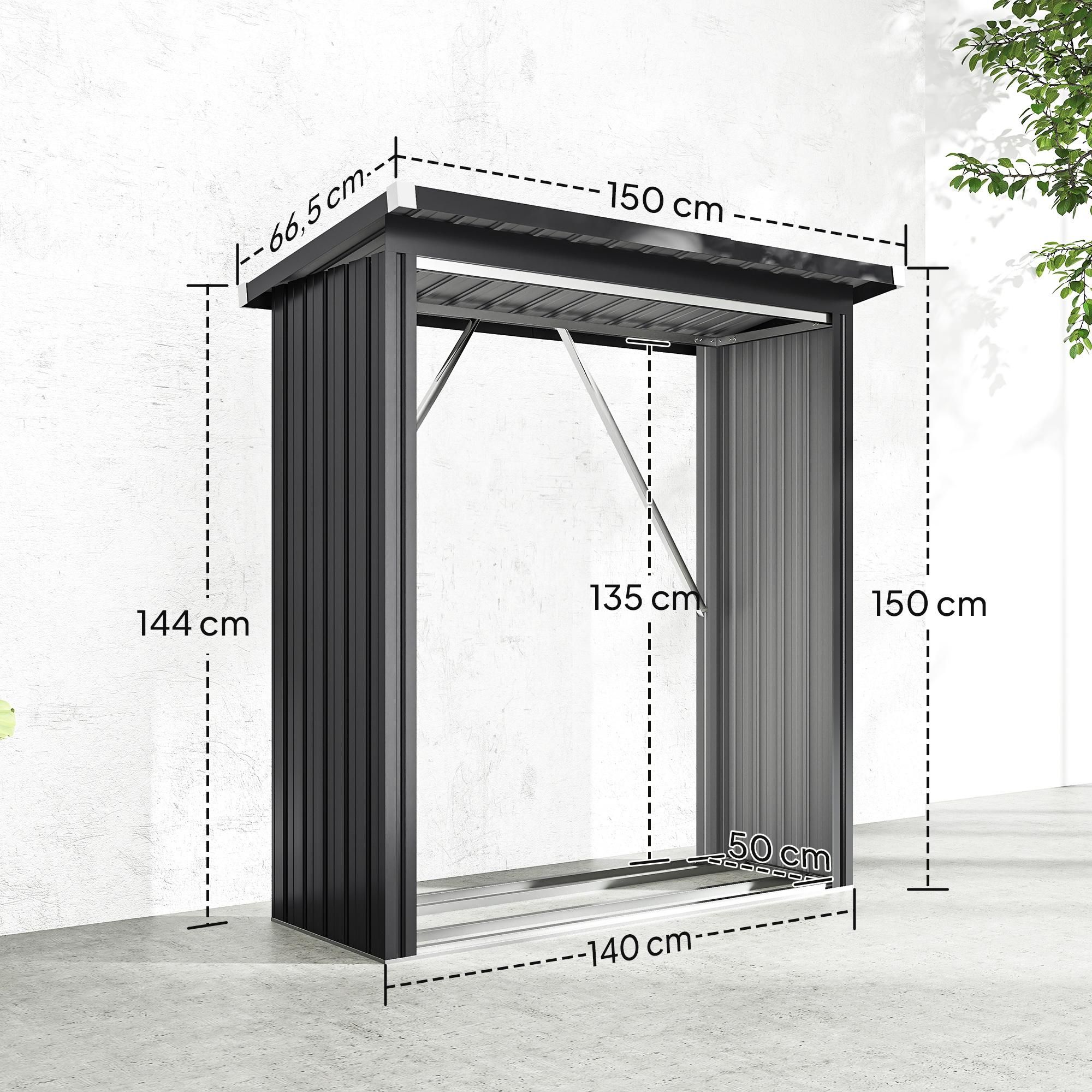 mit Stahl Holzunterstand Holzregal