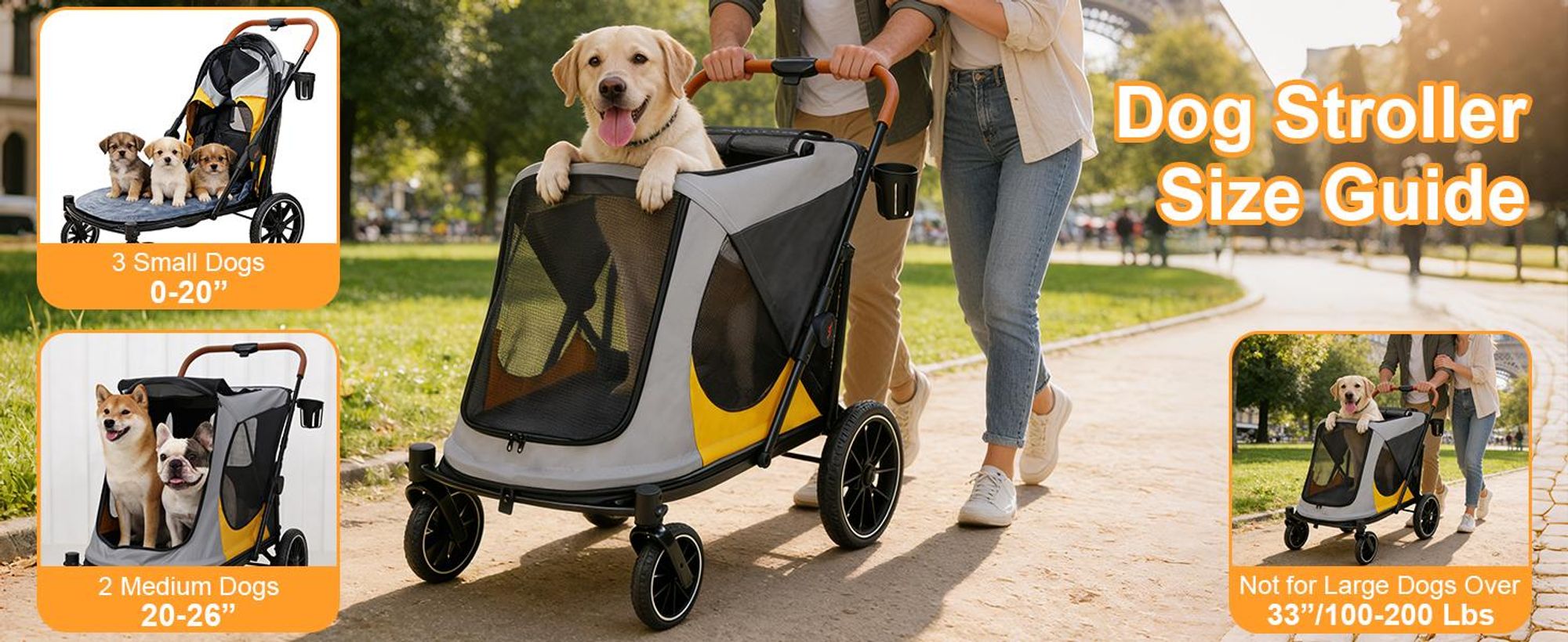 WISFOR Hundebuggy Faltbar, Hundewagen, Hundeanhänger Hundetasche mit verstellbar Griff