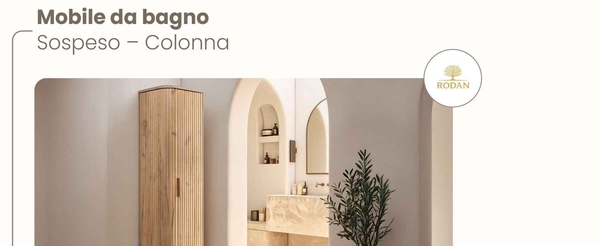 Mobile alto per il bagno - 139 CM - Marrone opaco - MDF