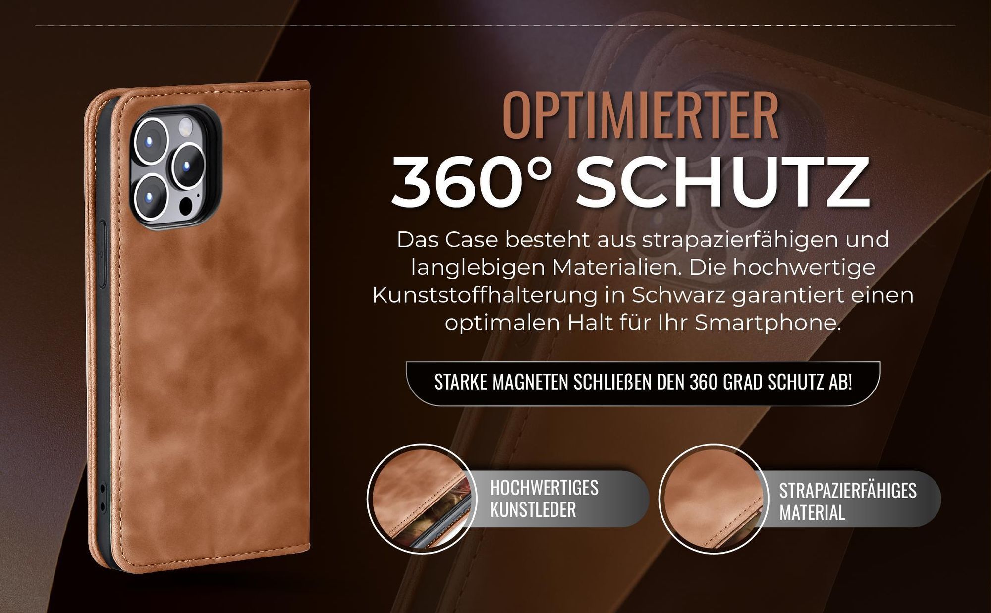Hellbraune Handyhülle für Apple iPhone 13 Pro mit 360 Grad Schutz