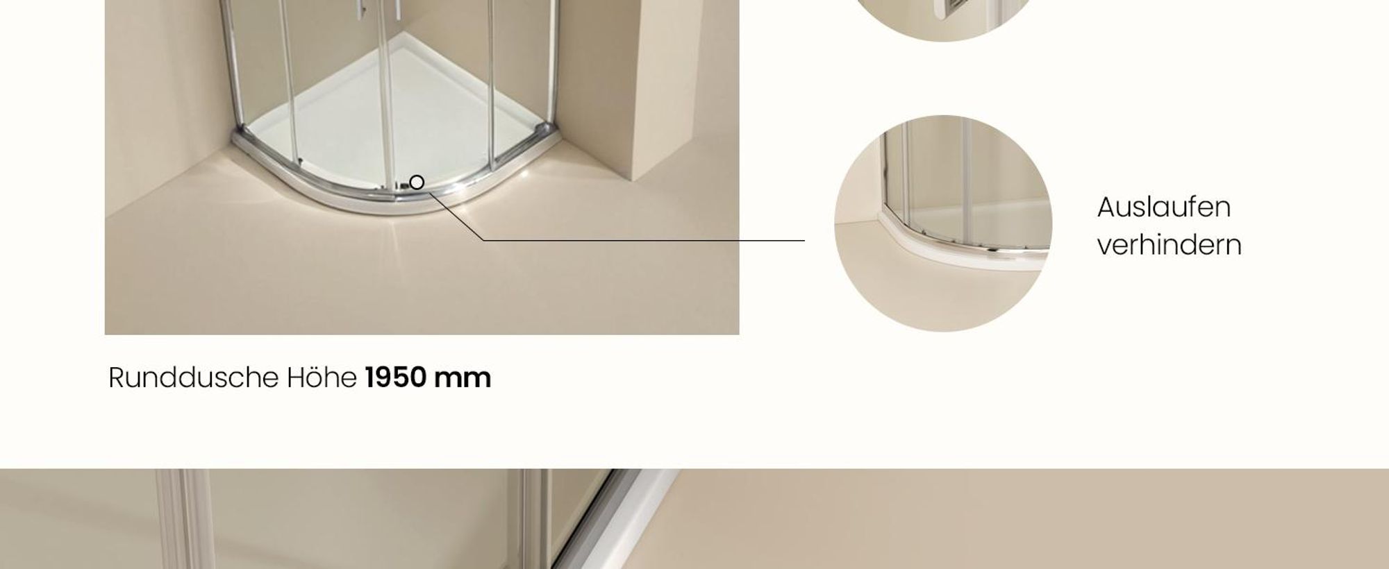 EMKE Duschkabine 90 x 90 x 195 cm Viertelkreis Duschabtrennung Schiebetür 5mm ESG Sicherheitsglas, Nano-Beschichtung