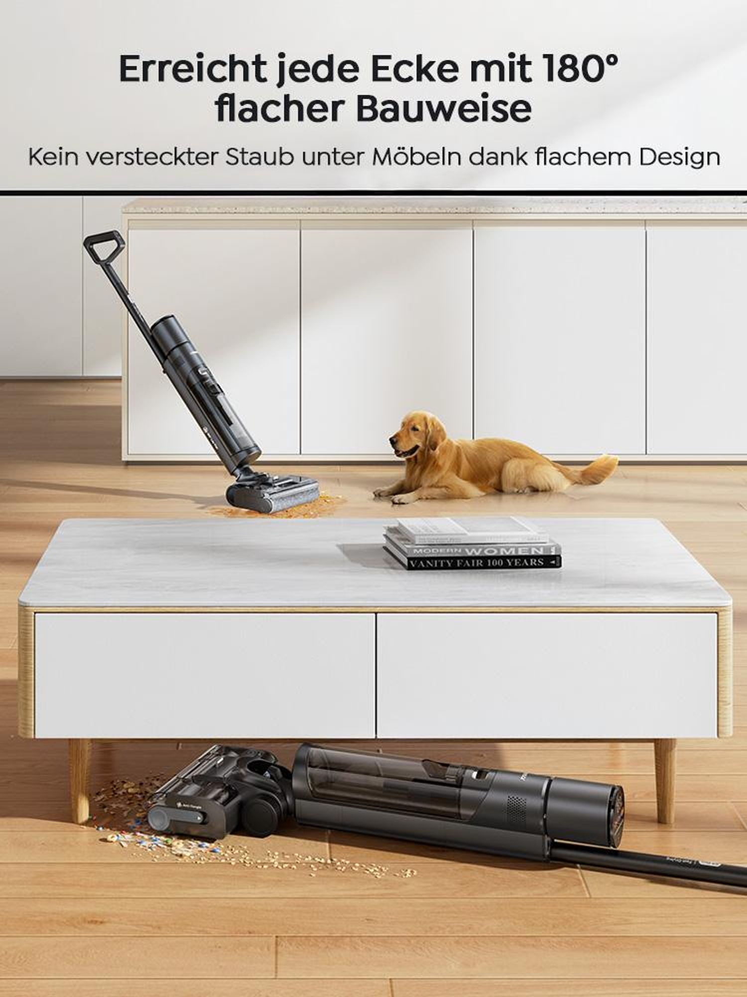 Laresar S7Pro Nass Trockensauger Kabelloser Staubsauger mit Wischfunktion,Zusätzlicher Trennbehälter,5-Minuten Selbsttrocknung mit Heißwäsche,19KPA