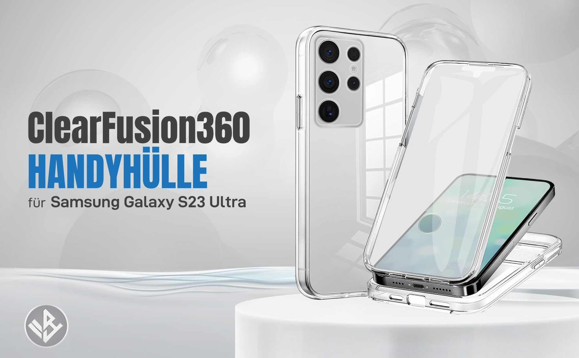 Transparente 360 Grad Hülle für Samsung Galaxy S23 Ultra mit Kameraschutz