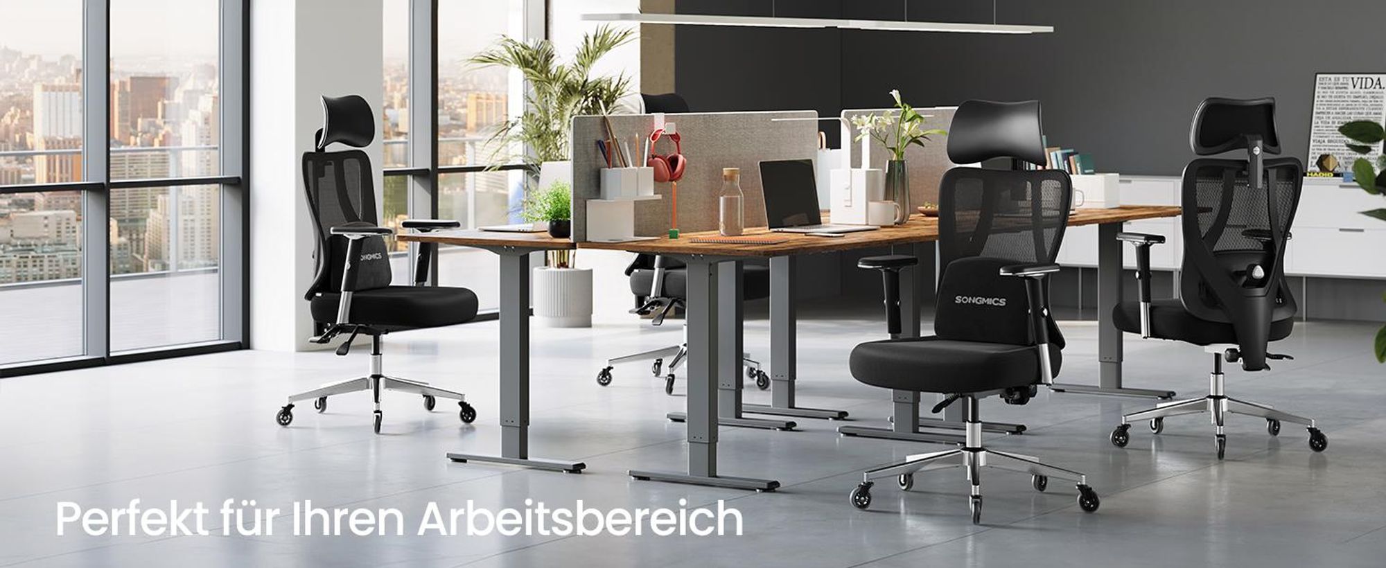 SONGMICS Schreibtischstuhl, Bürostuhl ergonomisch, Drehstuhl, höhenverstellbar, bis zu 150 kg belastbar,schwarz