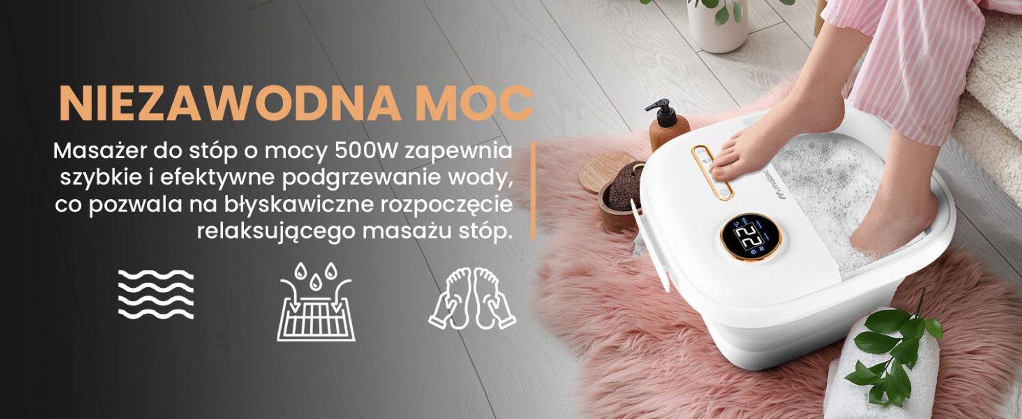 Składany wodny masażer do stóp z hydromasażem