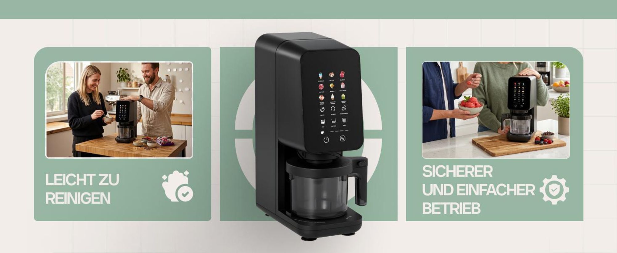 4Swiss IB026 FlurryKing Eismaschine Eiscreme Maschine - Softeismaschine Slush Maschine Ice Cream Maker Gelato Sorbet Frozen Joghurt BPA-Frei Schwarz