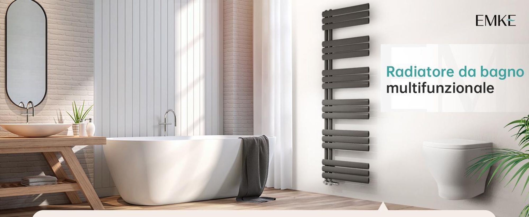 Radiatore da bagno EMKE Radiatore tubolare ovale Scaldasalviette Radiatore tubolare Attacco laterale verticale per l'acqua Antracite 174×60 cm senza elemento riscaldante