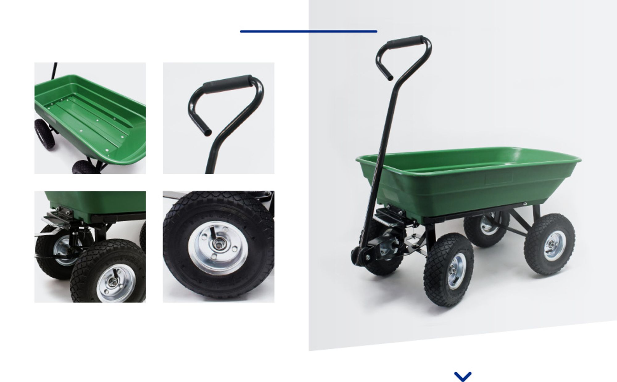 Wiltec Gartenwagen mit Kippfunktion bis 200 kg, Handwagen mit 50 l Volumen, Bollerwagen für Gartenarbeit, Handkarren für u. a. Rasen, Kies u. Schlamm