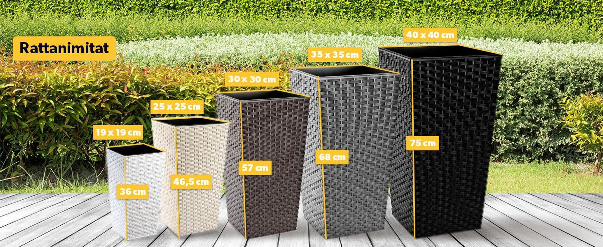 KADAX Blumentopf Set, Blumenkübel aus Kunststoff "Tuluza", Innen- und Außenbereich, Grafit, 3er Set