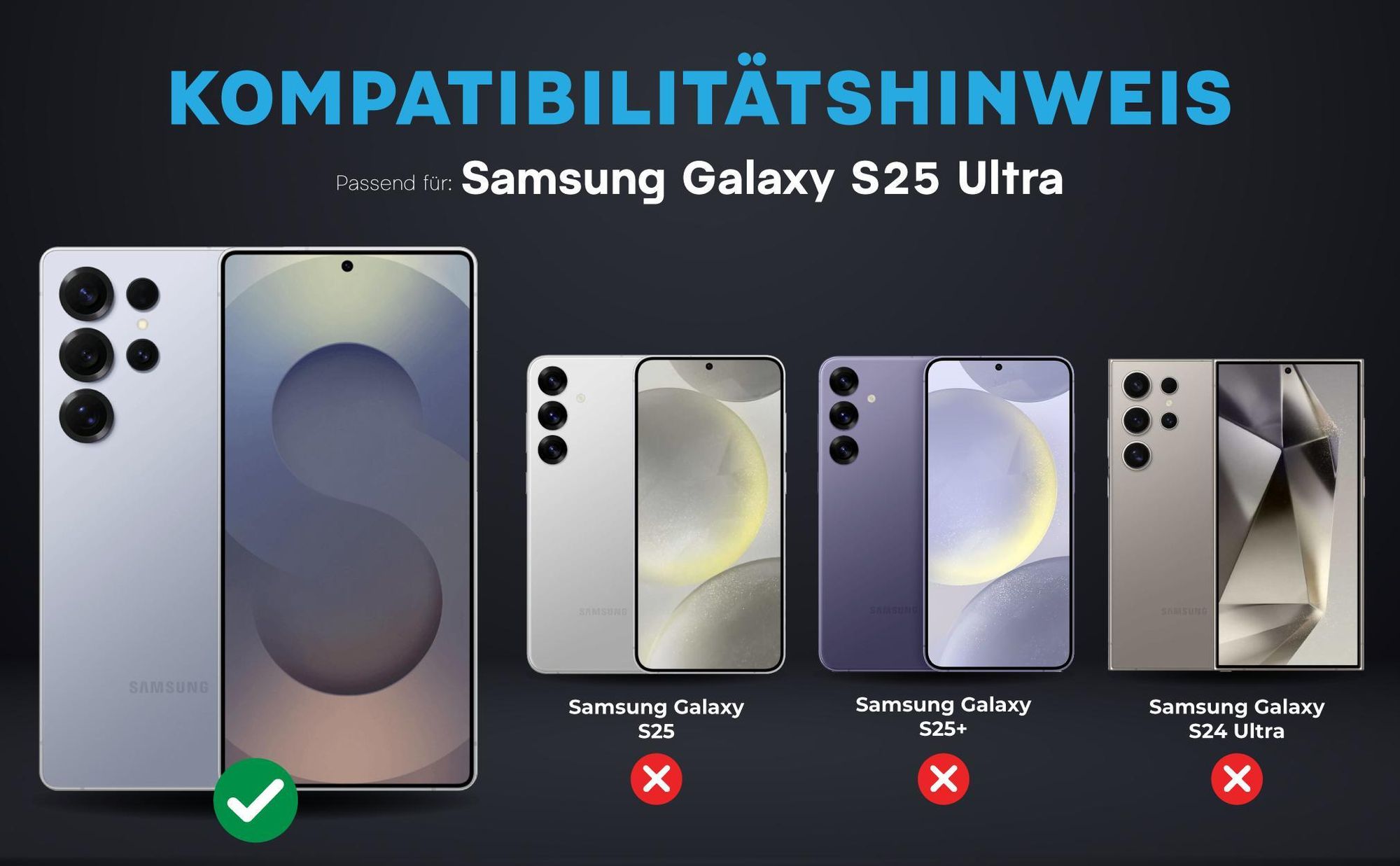 Kompatibilitätshinweise Kameraglas für Samsung Galaxy S25 Ultra