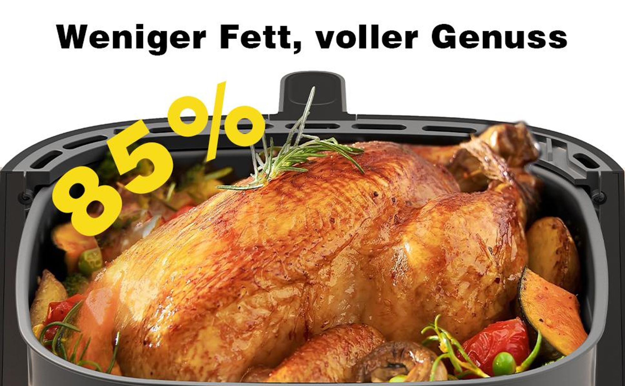 Heißluftfritteuse - 9L Airfryer, 9 Programmvoreinstellungen, 2350W, 360° Heißluftumwälzung, LED Display, Schwarz