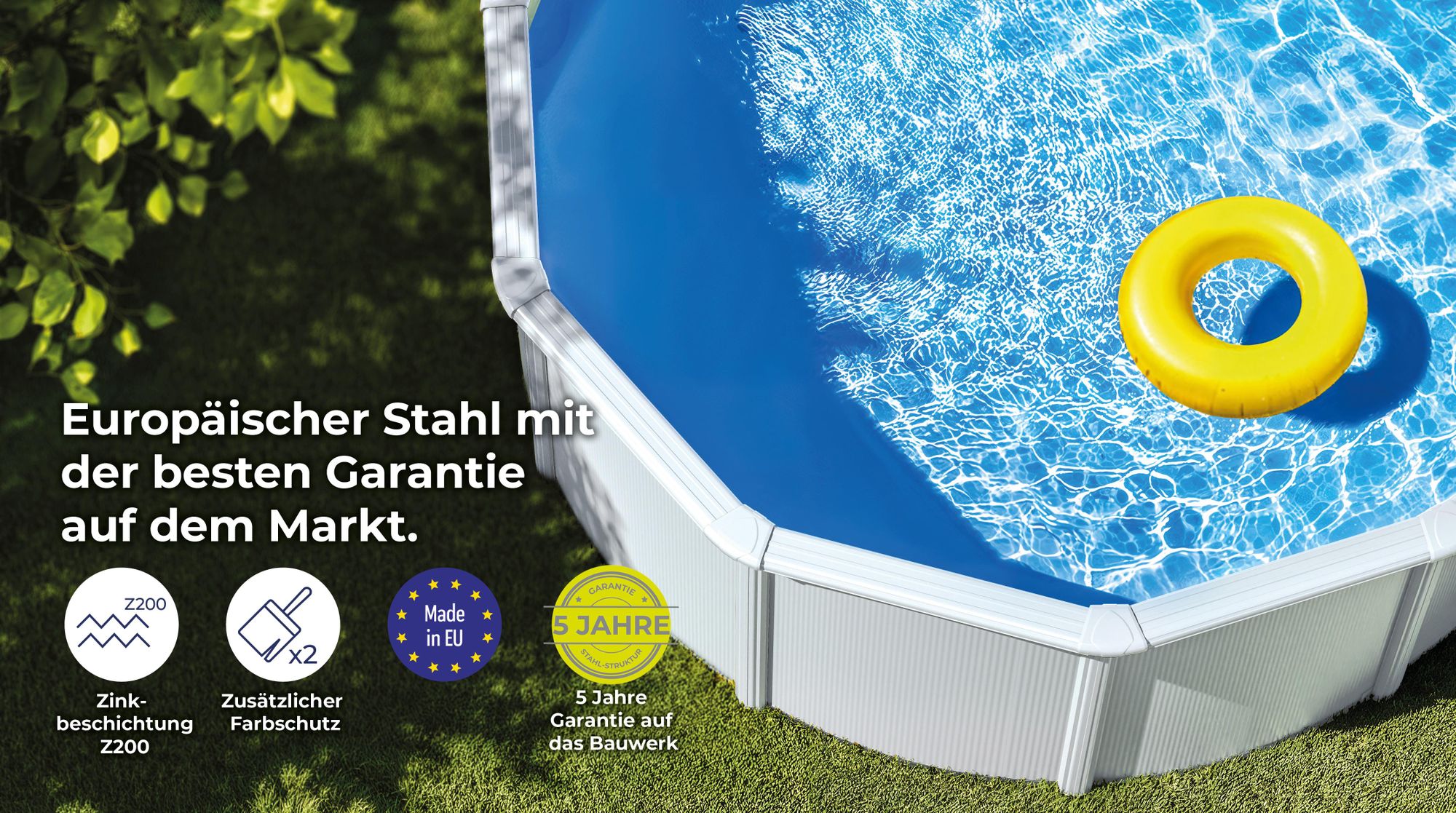 GRE Ovaler Stahlwandpool in Weiß KITPROV6188 – 610 x 375 x 132 cm, Komplettset + GRATIS Elektrischer Poolreiniger VCB50