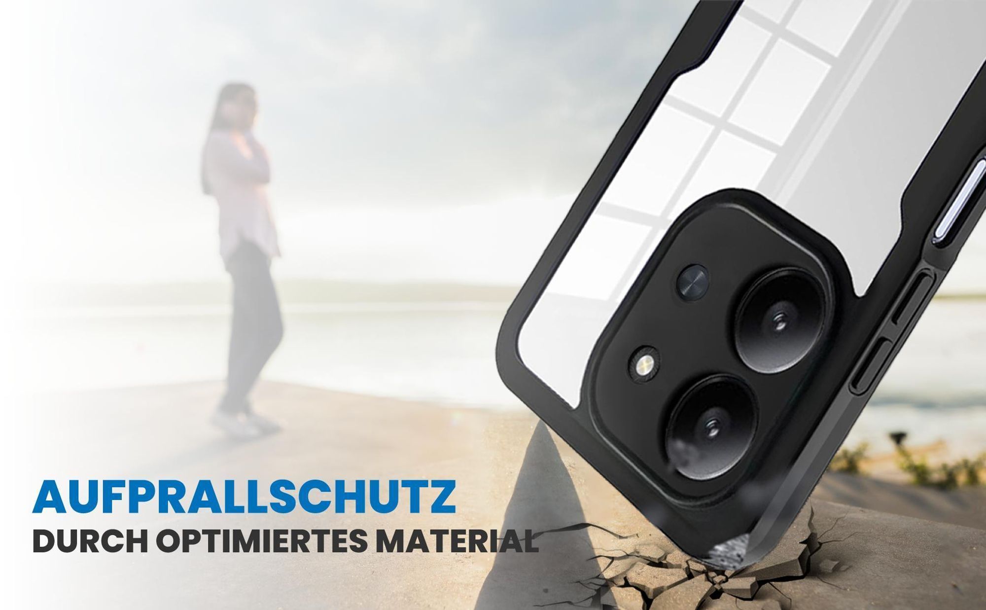 Schwarzes Front Back Cover für Xiaomi Redmi 15C mit Aufprallschutz
