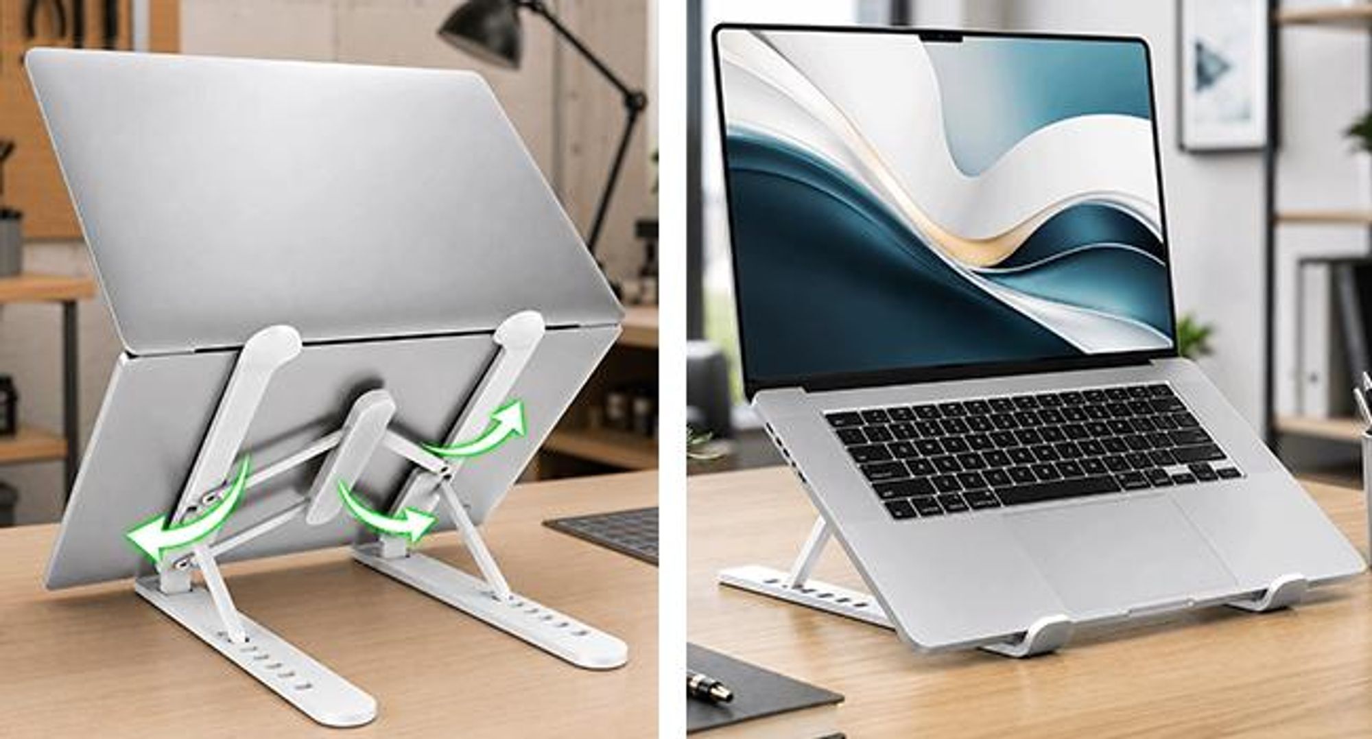 KRUMAD Laptopständer höhenverstellbar und faltbar, Notebook Halterung für Laptop und Tablet, verstellbarer Schreibtischständer ergonomisch mobil