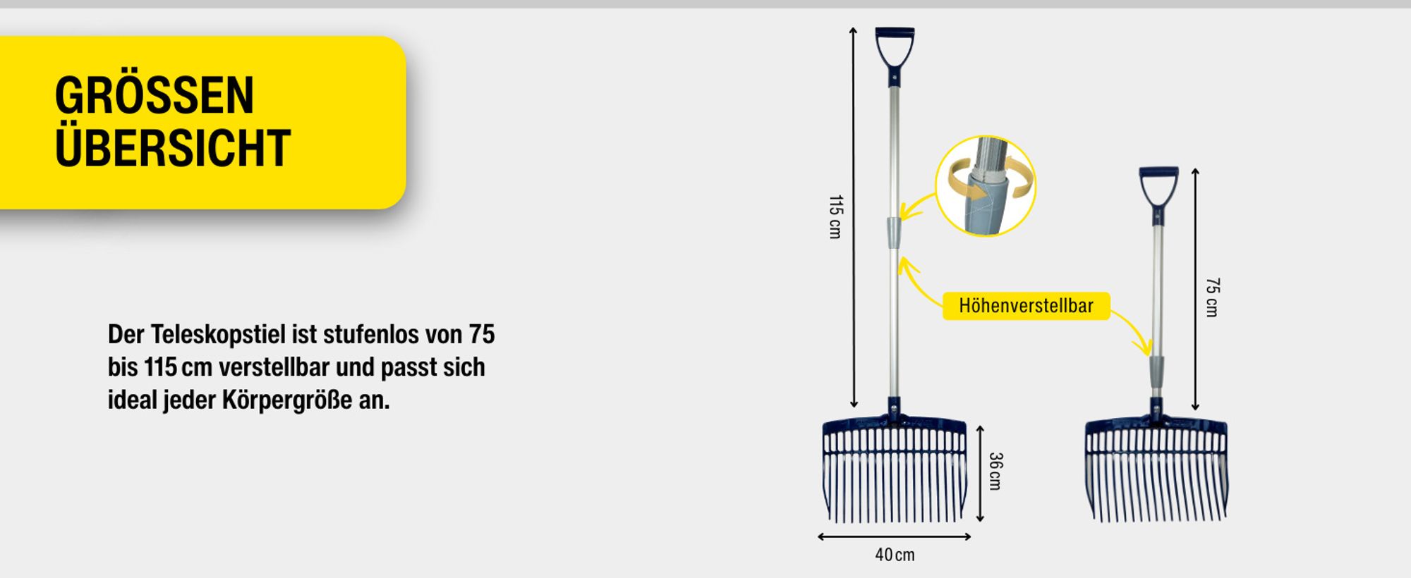 Schwedengabel V-Fork pink – Höhenverstellbare Mistgabel 75–115 cm aus Polycarbonat