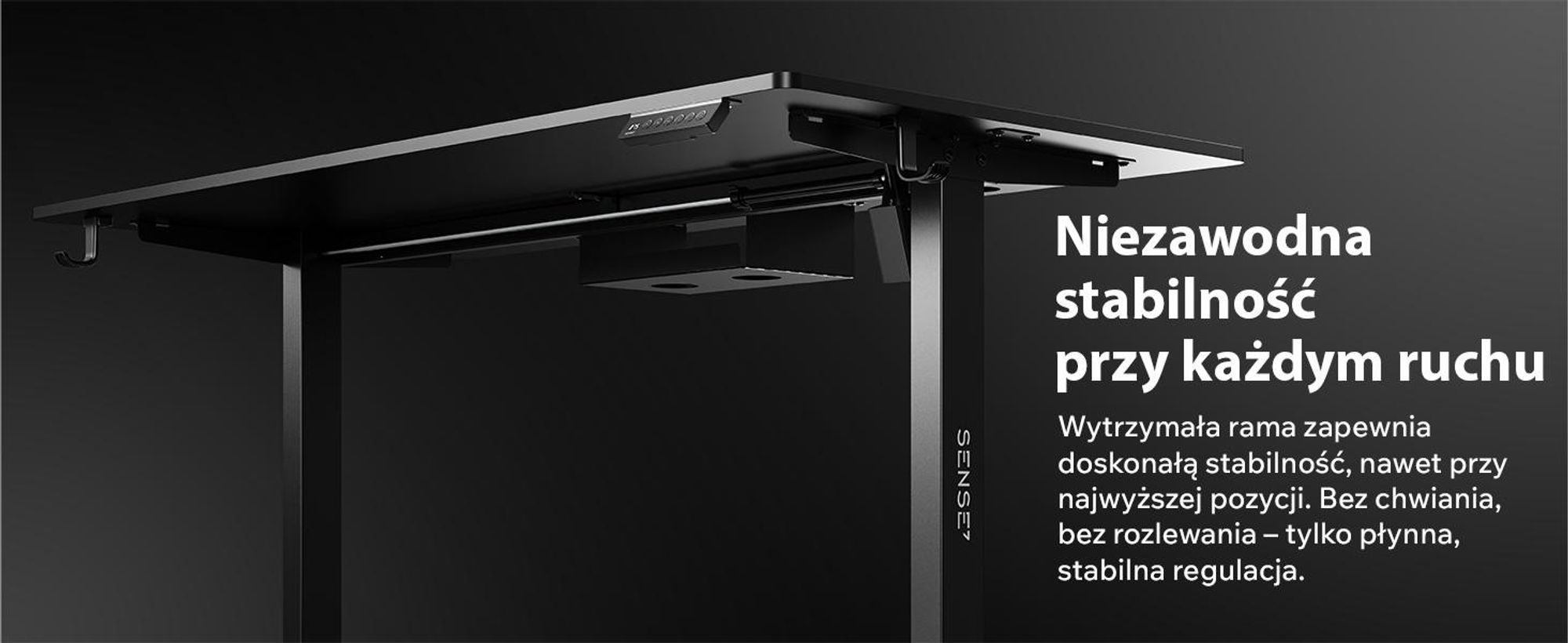 SENSE7 NOJO LIGHT Biurko z regulacją wysokości, elektryczne, 120 x 60 cm, czarne, biurko do gier, biurko komputerowe, biurko do pracy na stojąco, Memory, biurko do domowego biura, biurko pod komputer