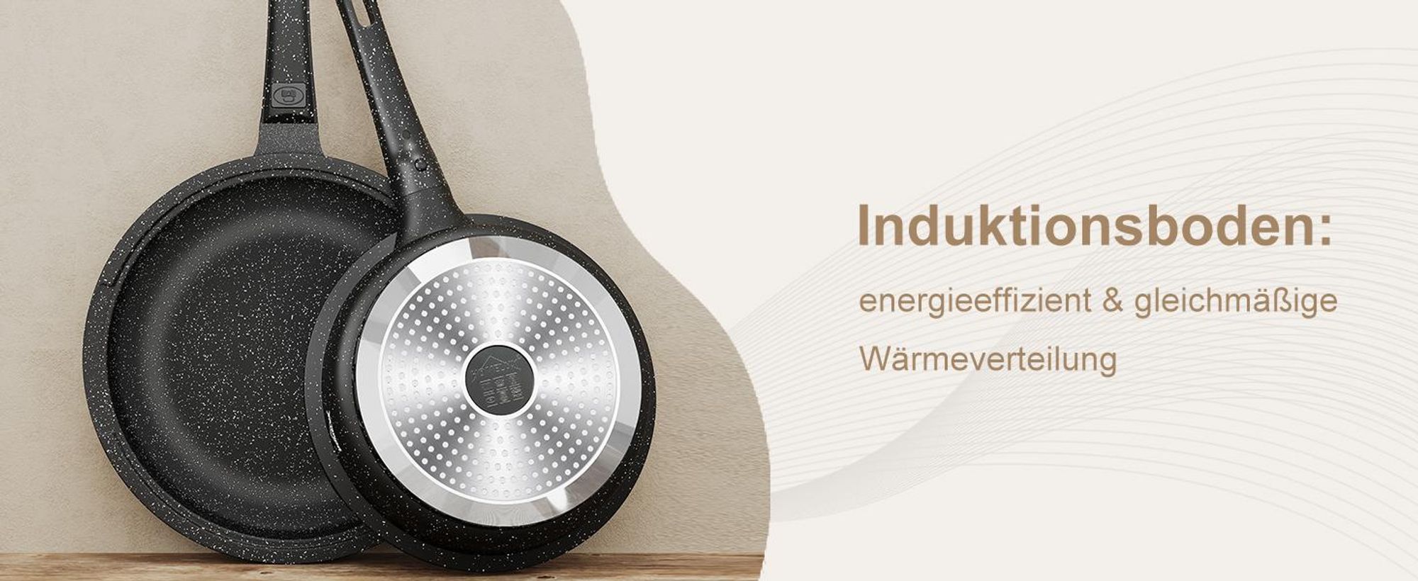 10-TLG Topfset Induktion mit Abnehmbarer Griff,Pfanne 24/28cm,Milchtopf 16cm,Kochtopf 20/24/28cm,Stapelbar für alle Herdarten,Ofenfest,Schwarz