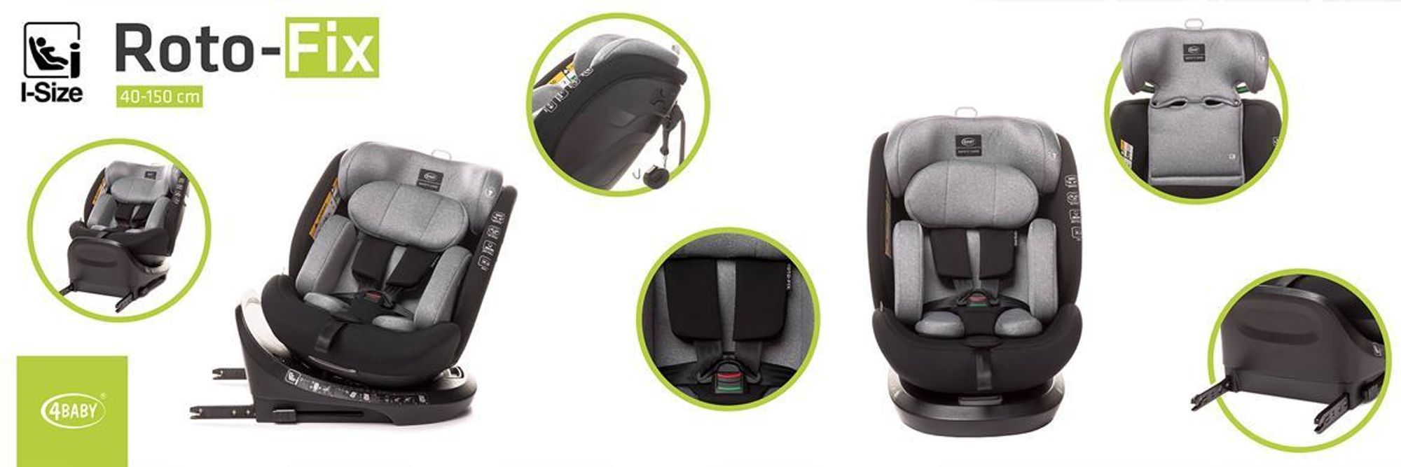 Roto-Fix Prémiová detská sedačka ISOFIX 0-36 kg 0-12 rokov 360° SPS bočná ochrana I-Size RWF do 105 cm