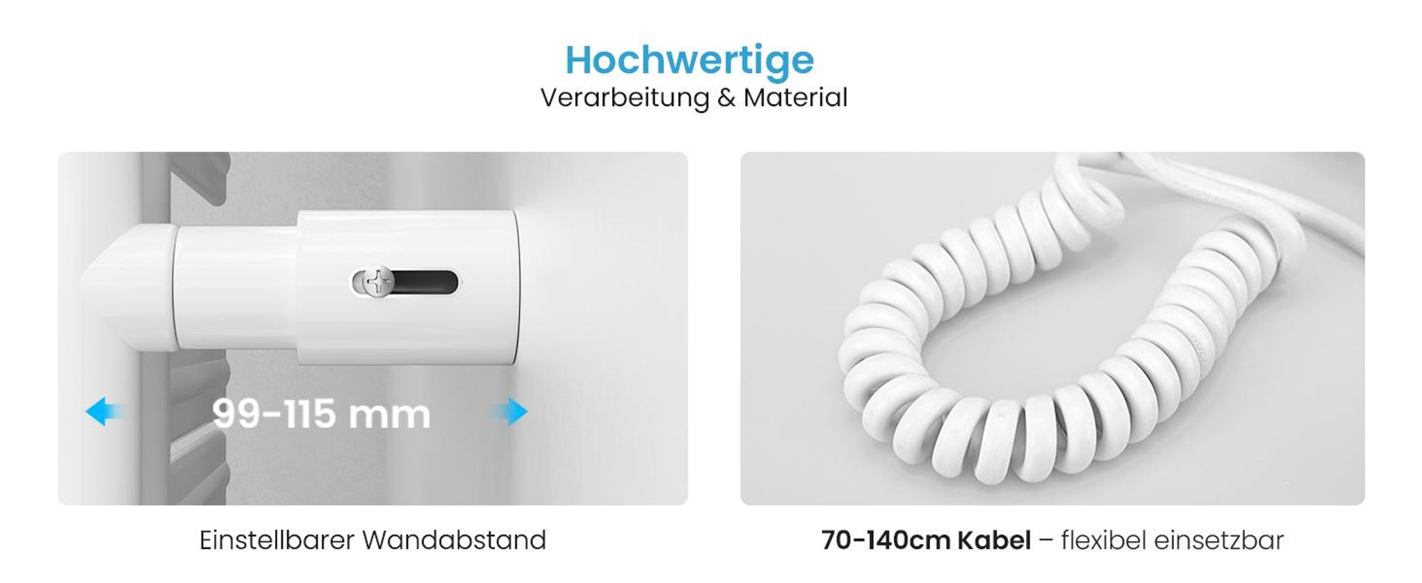Heilmetz WLAN Elektrischer Handtuchheizkörper 90x50cm Weiß, 400W Badheizkörper Flachrohr, Smart Heizkörper Handtuchtrockner mit App & Timer