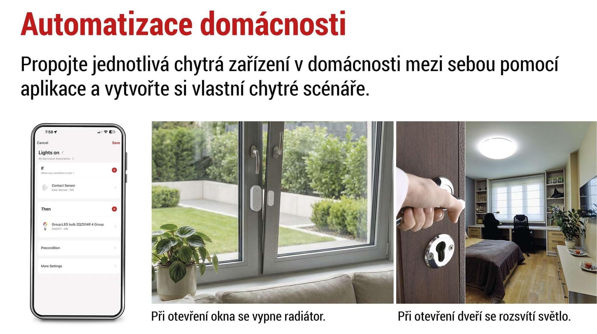 EMOS GoSmart ZigBee dveřní senzor s aplikací, bezdrátový magnetický okenní senzor pro domácí automatizaci nebo alarm, vnitřní, s páskou, bílý, H5025