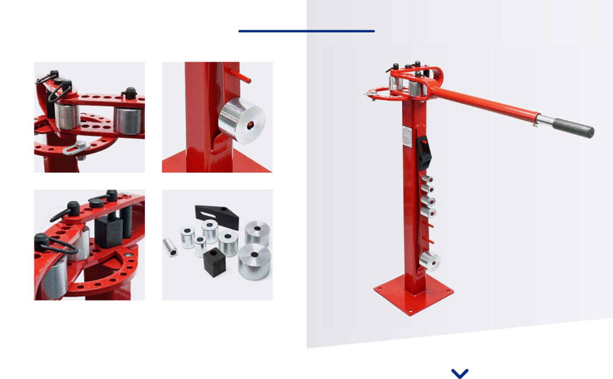 Wiltec Kompaktes Biegegerät mit Fuß 1250 x 255 x 975 mm, Biegemaschine für Flachstahl, Baustahl, Rundstahl & Vierkantstahl mit 7 Matrizen 25,4-76,2 mm
