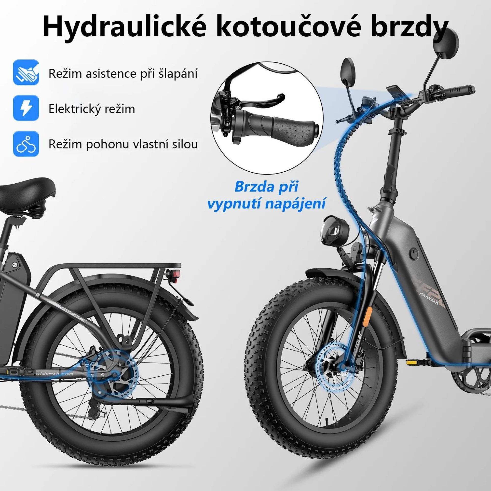 Elektrokolo FAFREES FF20 Polar - Baterie 48V12*2AH 20" Hydraulická Kotoučová Brzda - Šedomodrá