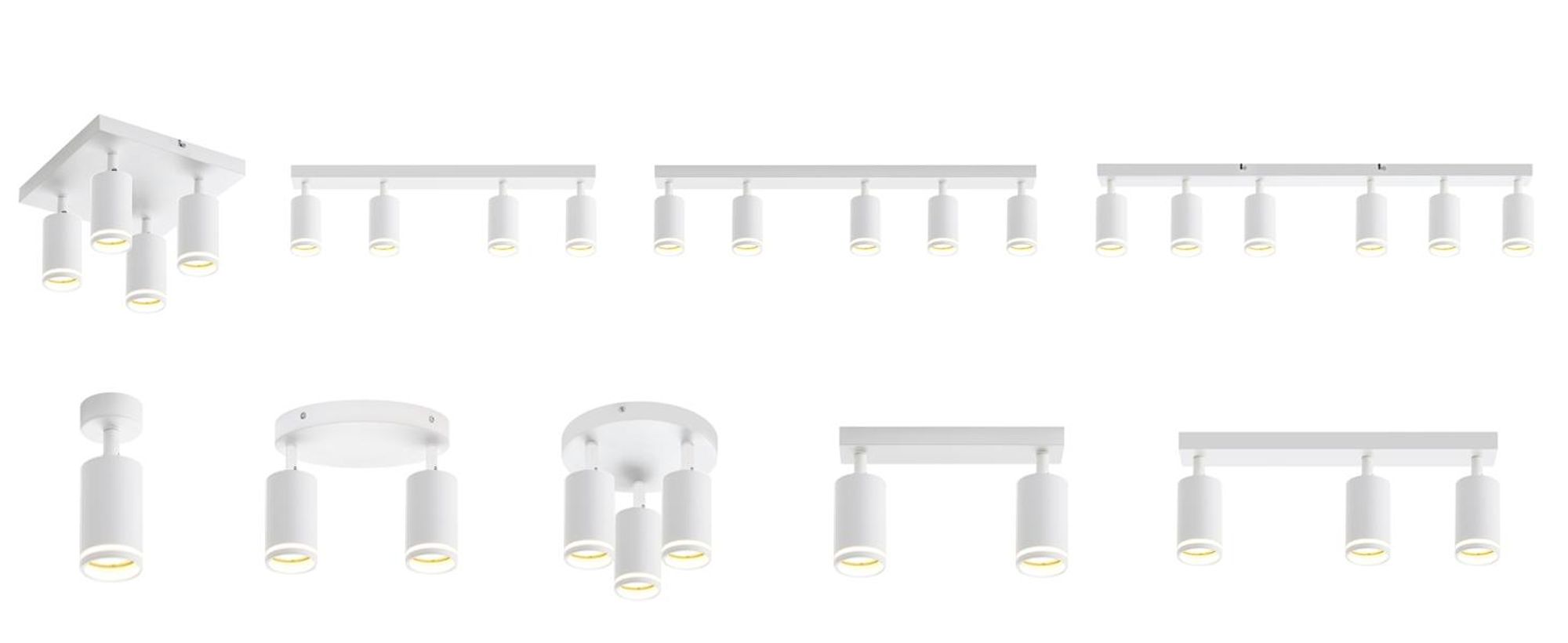 ZMH LED plafondlamp, 5 lichtpunten, wit. Plafondlamp met spots, GU10 fitting, verstelbaar. Metalen plafondspots voor hal, woonkamer, keuken, slaapkamer. Exclusief lampen