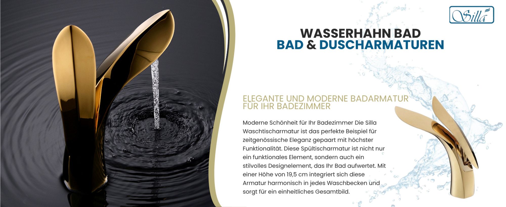 Silla, Gold, Waschtischarmatur, Messing, Einhebelmischer, Spültischarmatur