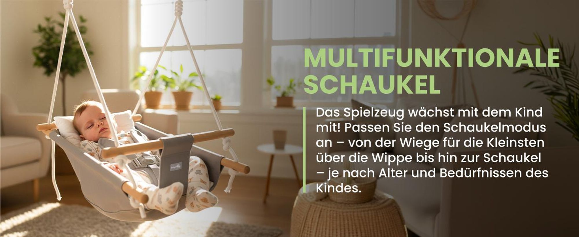 Kinderschaukel Babyschaukel mit versellbarem Sicherheitsgurt bis 60 kg