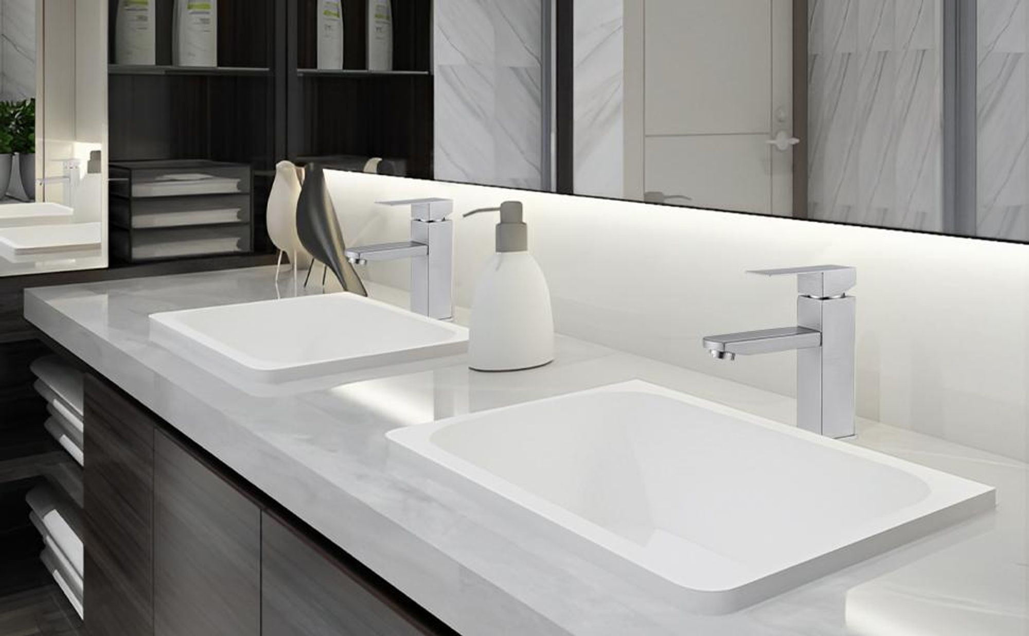 Homelody Wasserhahn Bad Warm und Kalt,Einhandmischer Gäste WC Waschtischarmatur, Gebürstet