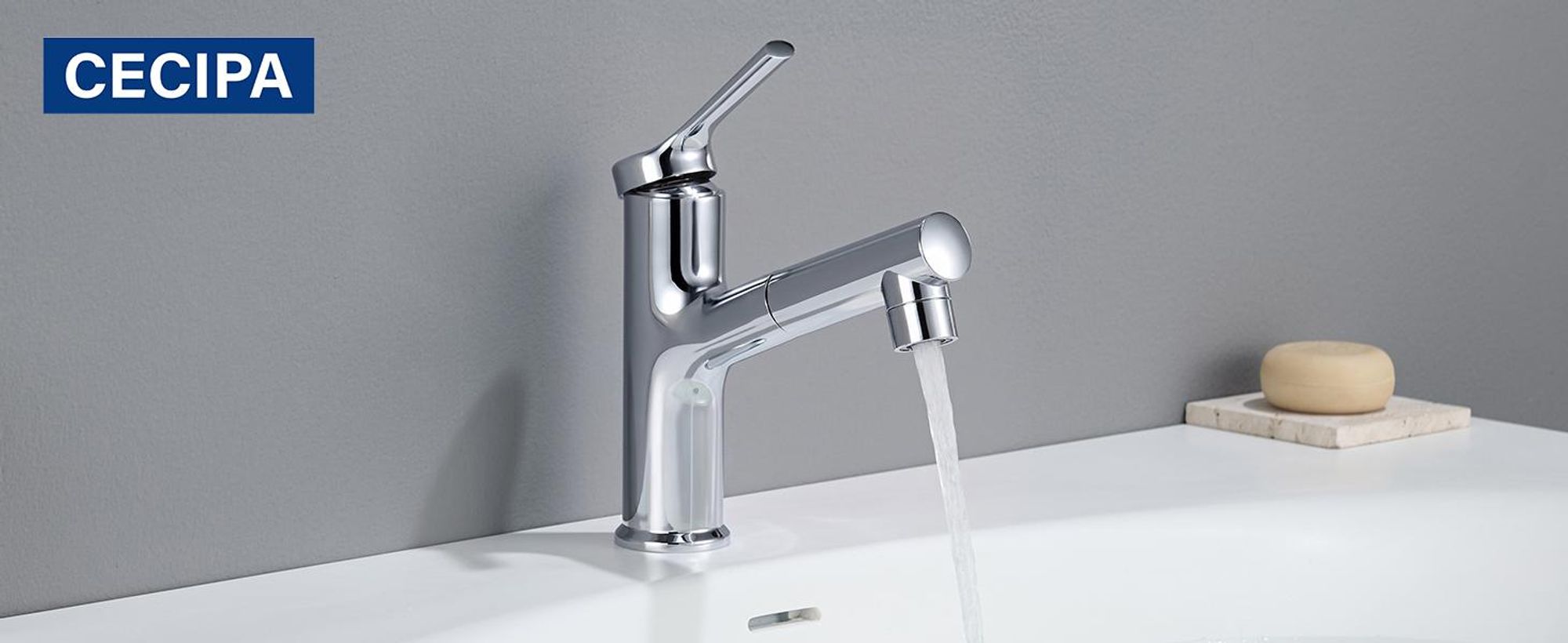 Cecipa ausziehbar Wasserhahn Bad Waschtischarmatur Chrom, Waschbeckenarmatur mit Brause, Badarmatur Kalt Warm Mischbatterie ausziehbar Chrom