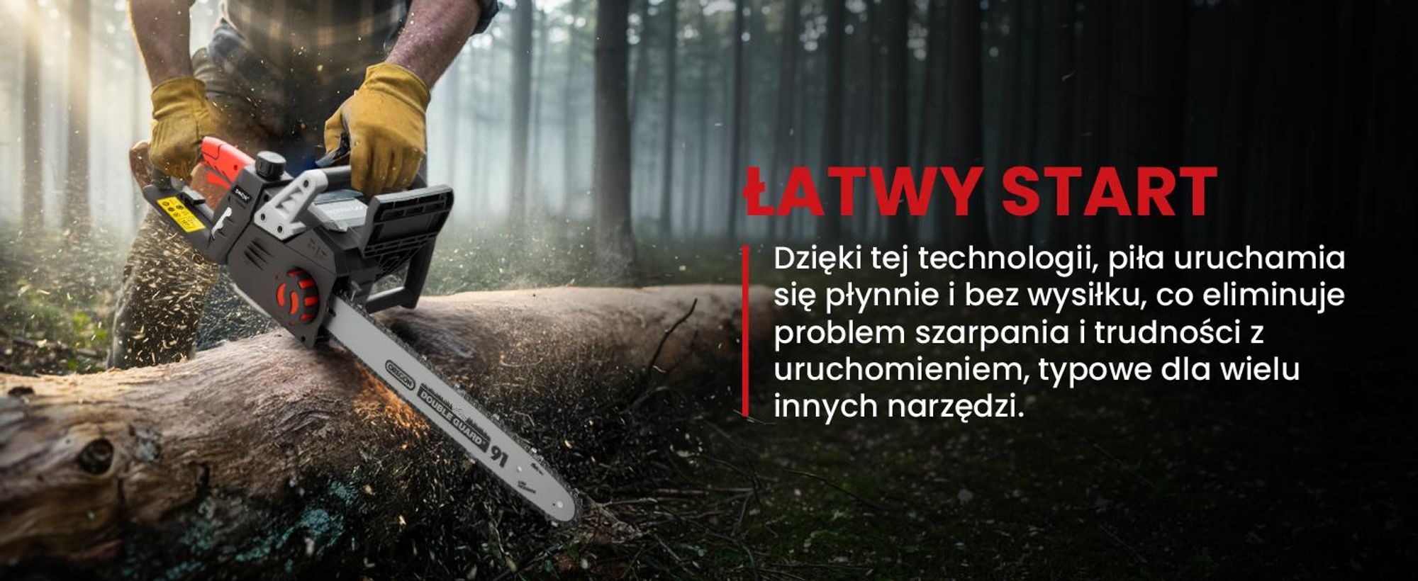Elektryczna piła łańcuchowa do drewna z długością cięcia 40 cm