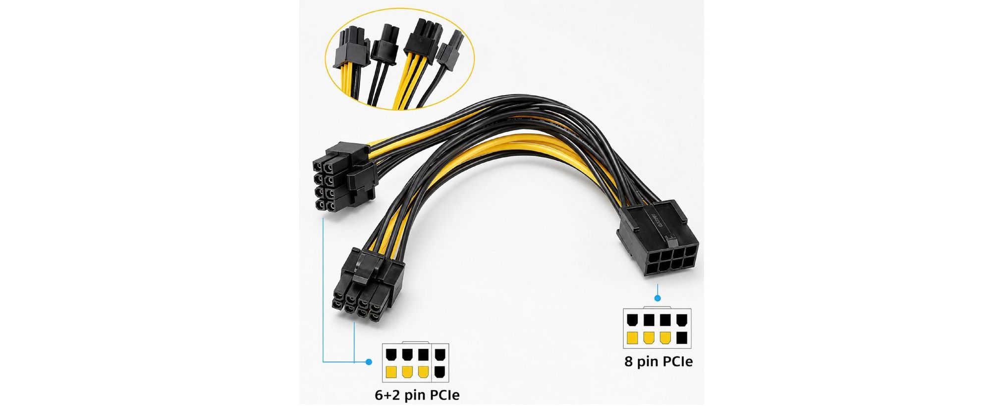 L28 8 pin PCIe auf 2x 8pin (6+2) Grafikkarte Stromkabel PCI-Express Adapter 25cm